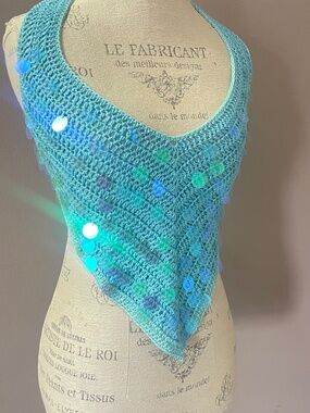 100% cotton handmade crochet paillette top